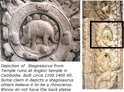 Stegosaurus depicted on Ancient Cambodian Temple