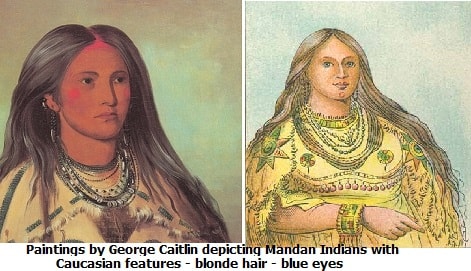 Paintings of Mandan Indians with caucasoid features by their contemporary - George Caitlin