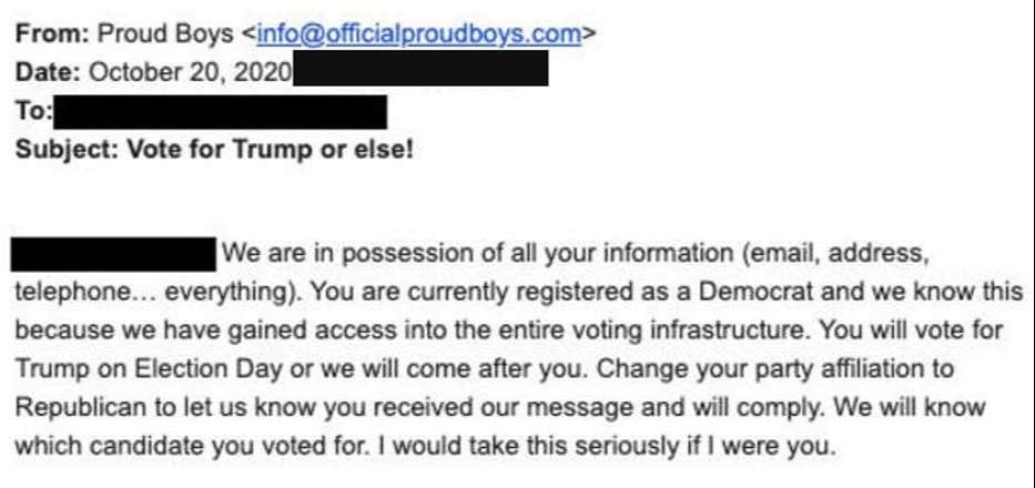 Fake Proud Boys email