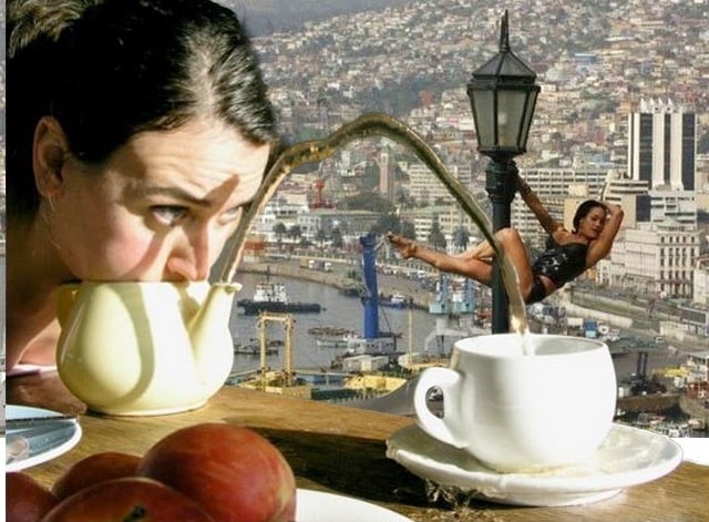 Crazy Girl Tea Party gaslight in background