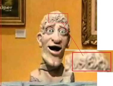 Word sex appears on bust from childs show.