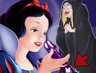 Snow White fondles a penis.