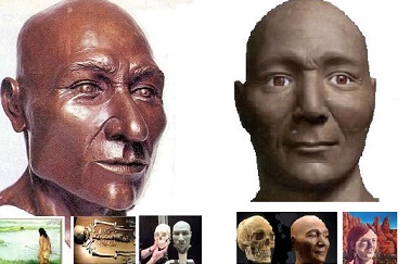 Reconstruction of Kennewick man and Spirit Cave Mummy