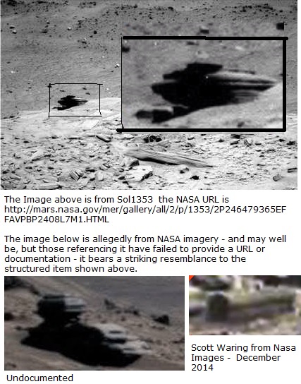 similar structured items found on Mars. Anomalies in NASA photographs.