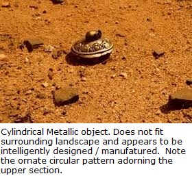 metallic object apparently manufactured, not natural, found on Mars surface