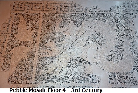 Ancient Pebble Mosaic Floor of Scylla sea monster 3rd Century.