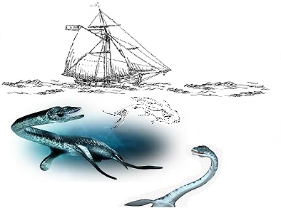 Sea Monster by Ship Illustration